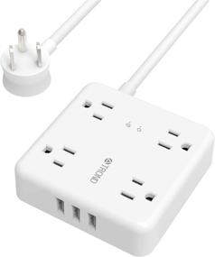 img 4 attached to TROND Power Strip with USB and Surge Protection - 4 Outlets, 3 USB Ports, Wall Mountable, 1440J Protection, 5ft Extension Cord - Compact & Essential for Home, Dorm, Office - White