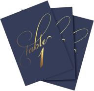 🎉 bliss collections table numbers 1-25 & 1-40 with head table card set, 4 x 6 navy gold table cards, double-sided 130lb heavyweight card stock for weddings, receptions, showers, special occasions, events logo
