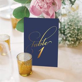 img 3 attached to 🎉 Bliss Collections Table Numbers 1-25 & 1-40 with Head Table Card Set, 4 x 6 Navy Gold Table Cards, Double-Sided 130lb Heavyweight Card Stock for Weddings, Receptions, Showers, Special Occasions, Events