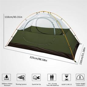 img 3 attached to 🏕️ Bessport Waterproof Camping Tent: 1, 2, and 3 Person Tent with Two Doors - Easy Setup, Lightweight for Outdoor Adventures, Hiking, Mountaineering, and Travel