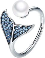 💍 exquisite presentski sterling silver mermaid pearl engagement open rings for women – adjustable & elegant! logo