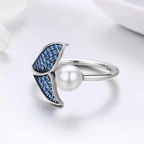 img 1 attached to 💍 Exquisite Presentski Sterling Silver Mermaid Pearl Engagement Open Rings for Women – Adjustable & Elegant!