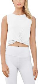 img 4 attached to Mippo Women's Workout Crop Tops - Athletic Gym Active Tank Tops/Cropped Shirts