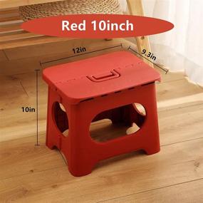 img 2 attached to 🪑 QILESUNNY 2021 Upgrade 10 inch Folding Step Stool with Handle - Portable Collapsible Small Foot Stool for Adults in Kitchen, Garden, Bathroom - Red Plastic Folding Stool