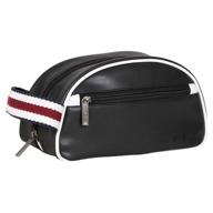 🧳 ultimate versatile travel companion: ben sherman noak hill collection vegan leather toiletry travel kit, black/white, dome logo