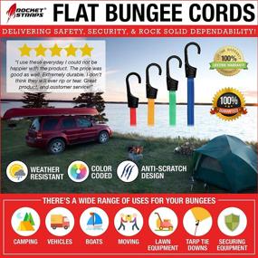 img 2 attached to 🔗 28PC Flat Bungee Cords with Hooks by ROCKET STRAPS - Bungee Cord Assortment Includes Tie Downs, Ball Bungees, Carrying Bag, and 4 Tarp Clips - 100% Latex Bungie Cord Straps