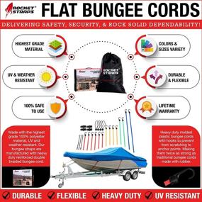 img 1 attached to 🔗 28PC Flat Bungee Cords with Hooks by ROCKET STRAPS - Bungee Cord Assortment Includes Tie Downs, Ball Bungees, Carrying Bag, and 4 Tarp Clips - 100% Latex Bungie Cord Straps