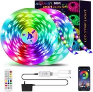 100ft rgb led strip lights - jeryyen smart music sync color changing led strips with app control, for christmas bedroom tv home party decoration логотип