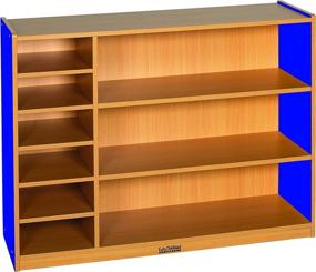 img 1 attached to ECR4Kids Colorful Essentials Maple/Blue Storage Cabinet with 6 Trays and 3 Shelves