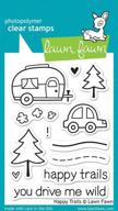 🌲 explore fun and happiness with lawn fawn clear stamps - happy trails (lf601) logo