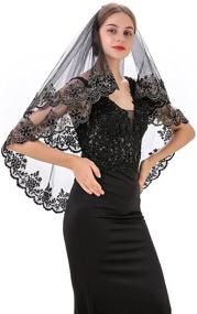 img 1 attached to 👰 Elegant Mantilla Cathedral Wedding Accessories - Perfect for Halloween Brides!