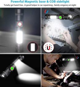 img 2 attached to 🔦 Hoxida USB Rechargeable Flashlight with Battery - Magnetic LED Tactical Flashlight, Super Bright & Waterproof, Cob Sidelight, Zoomable - Ideal Camping & Emergency Flashlight