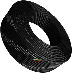 img 4 attached to 🔌 Катушка черного телефонного кабеля длиной 300 футов (100 м) 4x1/0.4 26 AWG твердого провода - круглый телефонный шнур для продления линии оптом - разъем с жестким кабелем RJ11 4P4C - совместимый с разъемом для жака Tupavco TP802