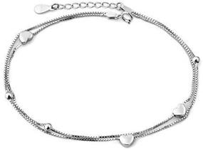 img 1 attached to 💕 Sterling Silver Heart Ankle Anklets Bracelet Double Chain: A Charming Accessory for Girls