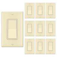 10-pack bestten ivory single pole decorator wall light switch with wallplate, 15a 120/277v, on/off rocker paddle interrupter - ul listed логотип