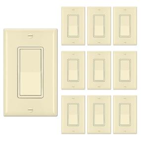 img 4 attached to 10-Pack BESTTEN Ivory Single Pole Decorator Wall Light Switch with Wallplate, 15A 120/277V, On/Off Rocker Paddle Interrupter - UL Listed