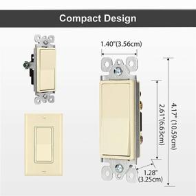 img 1 attached to 10-Pack BESTTEN Ivory Single Pole Decorator Wall Light Switch with Wallplate, 15A 120/277V, On/Off Rocker Paddle Interrupter - UL Listed