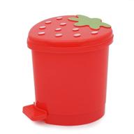 cute red strawberry desktop trash can mini with swing lid: ideal mini countertop trash can for desk, car, office, or kitchen logo