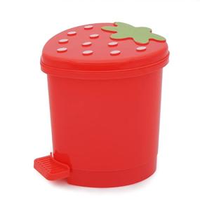 img 3 attached to Cute Red Strawberry Desktop Trash Can Mini with Swing Lid: Ideal Mini Countertop Trash Can for Desk, Car, Office, or Kitchen