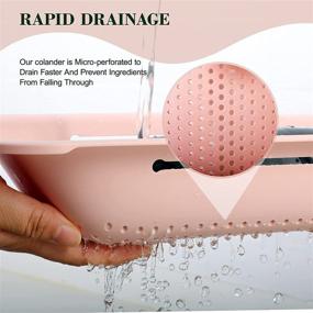 img 3 attached to 🍝 ZYYPLIFE Pink Plastic Folding Colander Strainer Basket with Non-Slip Strips for Washing Fruits and Vegetables, Pasta, Macaroni, and Cutlery, Ideal for Draining on The Kitchen Sink