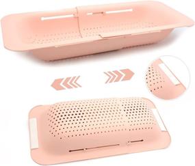 img 4 attached to 🍝 ZYYPLIFE Pink Plastic Folding Colander Strainer Basket with Non-Slip Strips for Washing Fruits and Vegetables, Pasta, Macaroni, and Cutlery, Ideal for Draining on The Kitchen Sink