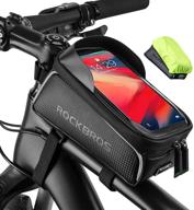 🚴 rockbros waterproof top tube bike bag – touch screen bicycle pouch & cell phone holder for iphone 12, 11, 7, 8 plus, xs max (screen sizes up to 6.7”) – essential cycling accessory logo