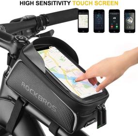 img 3 attached to 🚴 ROCKBROS Waterproof Top Tube Bike Bag – Touch Screen Bicycle Pouch & Cell Phone Holder for iPhone 12, 11, 7, 8 Plus, Xs Max (Screen Sizes up to 6.7”) – Essential Cycling Accessory