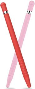 img 4 attached to JanCalm For Apple Pencil Case Elastic Protective Silicone Sleeve With Stylus Cap Holder And Protective Nib Cover For Apple Pencil 1St Generation (Pink + Red)