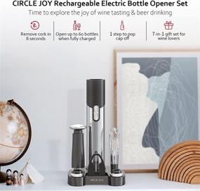 img 3 attached to 🍷 CIRCLE JOY Cordless Wine Opener Set with Foil Cutter, 7-In-1 Electric Bottle Opener for Wine and Beer - Automatic Corkscrew Gift Set including Wine Aerator Pourer, Vacuum Pump, and 2 Wine Stoppers