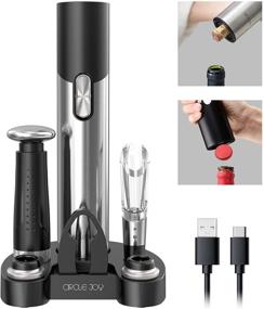 img 4 attached to 🍷 CIRCLE JOY Cordless Wine Opener Set with Foil Cutter, 7-In-1 Electric Bottle Opener for Wine and Beer - Automatic Corkscrew Gift Set including Wine Aerator Pourer, Vacuum Pump, and 2 Wine Stoppers