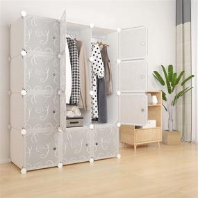 img 4 attached to 📦 Choies DIY Portable Storage Organizer with Door, 14"x18" Depth Cube Clothes Closets, 12 Cubes, Portable Wardrobe Closets, Storage Cabinet, Organizer Shelving Bookshelf Toy Organizer in White