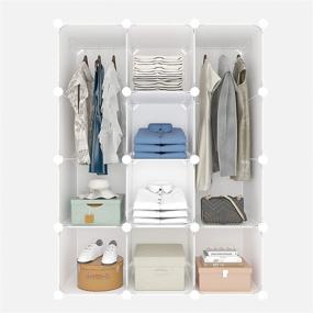 img 3 attached to 📦 Choies DIY Portable Storage Organizer with Door, 14"x18" Depth Cube Clothes Closets, 12 Cubes, Portable Wardrobe Closets, Storage Cabinet, Organizer Shelving Bookshelf Toy Organizer in White