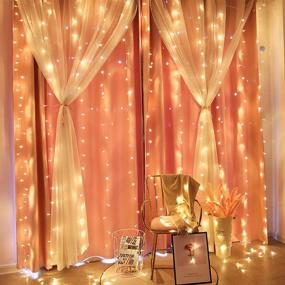 img 3 attached to 🌟 CXYHMG LED Curtain String Lights, 2 Pack 300 Fairy Window Light with Remote, 8 Twinkle Star Modes for Christmas Bedroom Garden, Waterproof & USB Powered, 9.8 x 9.8 ft, 10 Hooks. (2 Warm White)