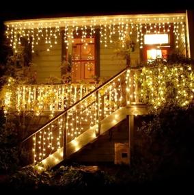 img 1 attached to 🌟 CXYHMG LED Curtain String Lights, 2 Pack 300 Fairy Window Light with Remote, 8 Twinkle Star Modes for Christmas Bedroom Garden, Waterproof & USB Powered, 9.8 x 9.8 ft, 10 Hooks. (2 Warm White)