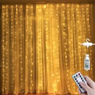 🌟 cxyhmg led curtain string lights, 2 pack 300 fairy window light with remote, 8 twinkle star modes for christmas bedroom garden, waterproof & usb powered, 9.8 x 9.8 ft, 10 hooks. (2 warm white) logo