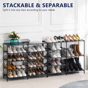 img 2 attached to 👞 YOUDENOVA 9-Tier Shoe Rack Storage for Closet Entryway, Non-Woven Fabric Large Shoe Shelf, Stackable Shoes Organizer for Boots - Black