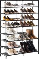 👞 youdenova 9-tier shoe rack storage for closet entryway, non-woven fabric large shoe shelf, stackable shoes organizer for boots - black логотип