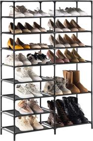 img 4 attached to 👞 YOUDENOVA 9-Tier Shoe Rack Storage for Closet Entryway, Non-Woven Fabric Large Shoe Shelf, Stackable Shoes Organizer for Boots - Black