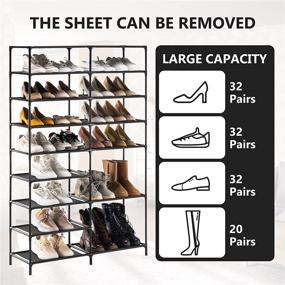 img 1 attached to 👞 YOUDENOVA 9-Tier Shoe Rack Storage for Closet Entryway, Non-Woven Fabric Large Shoe Shelf, Stackable Shoes Organizer for Boots - Black