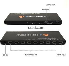img 2 attached to 🔌 J-Tech Digital 18Gbps 1x8 HDMI 2.0 Splitter с Scaler и Multi-Resolution Output (MRO) | Поддержка HDR10 и Dolby Vision | 4K@60Hz 4:4:4 | JTECH-18GSP18M