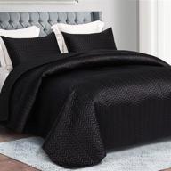 🐋 whale flotilla king size luxury satin quilt set – 3-piece, reversible lightweight coverlet bedspread bedding set with pillow shams – black, 94x104 inches logo