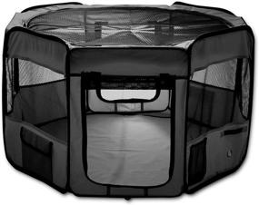 img 1 attached to 🐶 Enhanced Pet Playpen: ESK Collection 48" Exercise Pen Kennel with 600D Oxford Cloth for Active Dogs