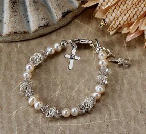 img 3 attached to 🔱 Sacred Moments: Children's Sterling Silver First Communion and Baptism Cross Bracelet adorned with Cultured Pearl and Crystal