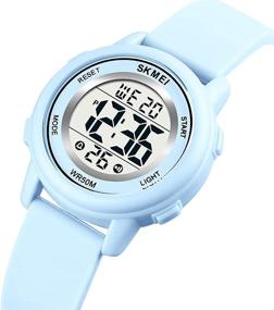 img 1 attached to 💧 Waterproof LED Screen Women's Digital Sports Watch with Military Features: Alarm, Stopwatch, 7 Color LED Backlight