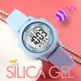 img 3 attached to 💧 Waterproof LED Screen Women's Digital Sports Watch with Military Features: Alarm, Stopwatch, 7 Color LED Backlight