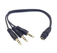 🔌 1ft 3.5mm stereo audio splitter cable - qaoquda gold plated trs female to 3 x 3.5mm stereo jack male - 1 input 3 output - aux splitter cable (3-pole 1f/3m) logo