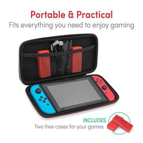 img 2 attached to 🎮 TALK WORKS Nintendo Switch Travel Case with Storage - Durable Dual Zipper Carrying Case, Rugged Handle, Side Pocket & Divider Sleeve (Includes 2 Game Card Holder Cases - Holds 8 Game Cards)