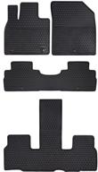 custom fit 2020-2022 kia telluride 3 row car floor mats - odorless, washable heavy duty rubber liners for all weather protection - black, front and rear row set logo