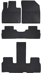 img 4 attached to Custom Fit 2020-2022 Kia Telluride 3 Row Car Floor Mats - Odorless, Washable Heavy Duty Rubber Liners for All Weather Protection - Black, Front and Rear Row Set