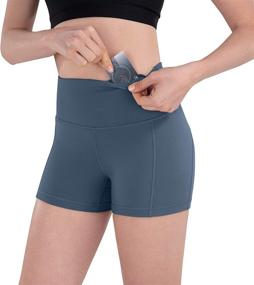 img 2 attached to 🩳 Espidoo Women's Yoga Shorts - High Waist Tummy Control Biker Short Pants for Workout, Hiking, Running, Cycling - 4", 5", 8" Inseam